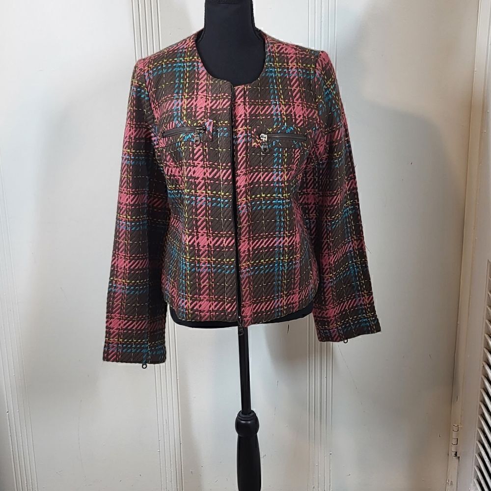 Boston Design Pink & Brown Plaid Jacket